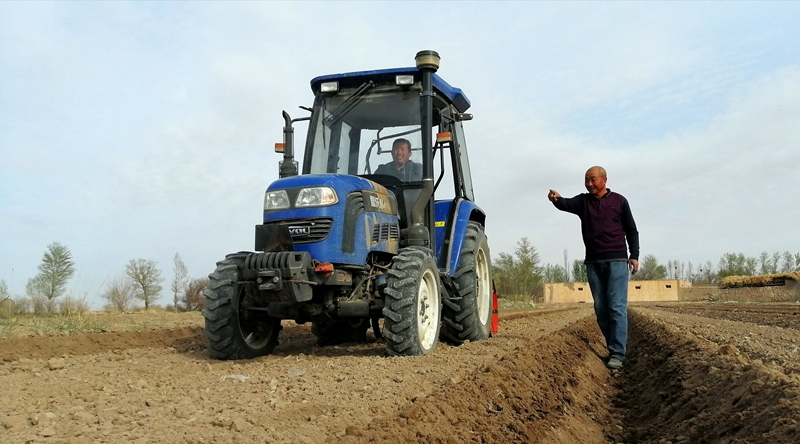 北斗导航农机开展旋耕、播种、滴灌铺设的联合作业，实现 “小田并大田” 后的规模化精准种植.jpg